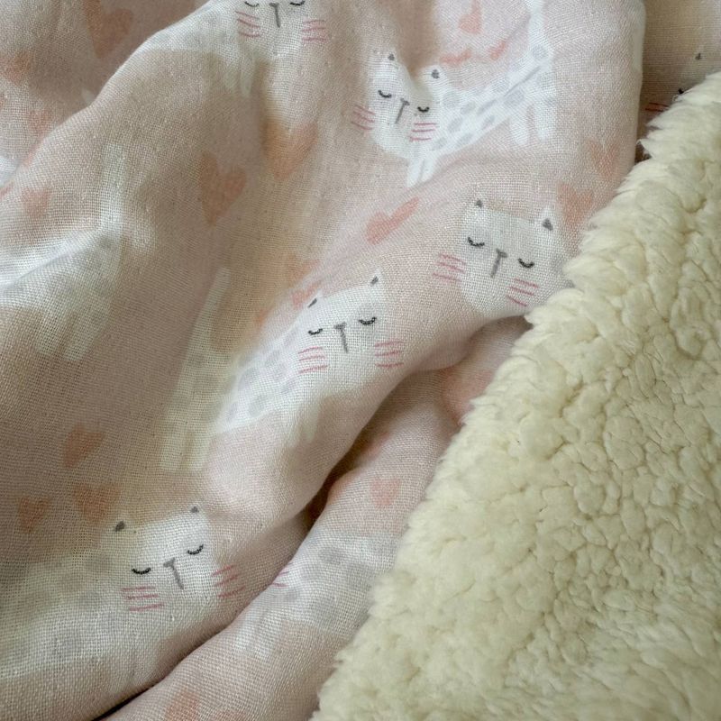 Плед Маленька Соня муслін на хутрі Teddy Коти 80x100 см