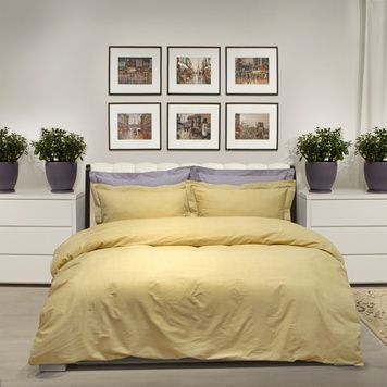 Постельное белье Lotus Home Basic сатин premium желтый евро
