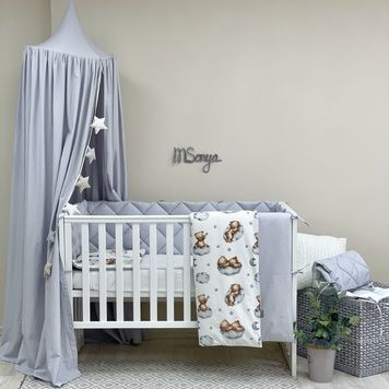 Комплект постільної білизни Маленька Соня Baby Mix Тедді сірий для новонароджених