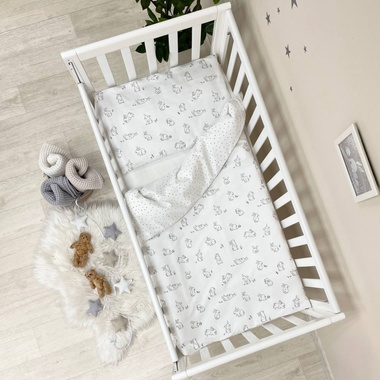 Комплект постільної білизни Маленька Соня Baby Mix Зайчики чорні на білому для новонароджених