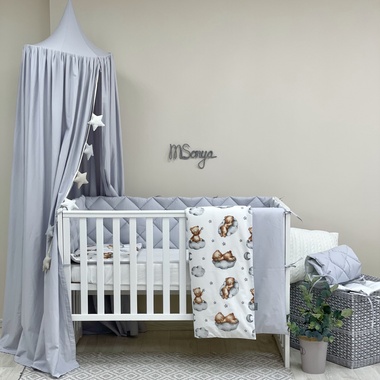 Комплект постельного белья Маленькая Соня Baby Mix Тедди серый для новорожденных