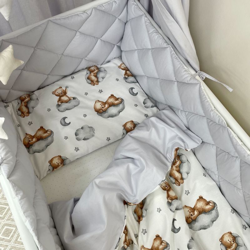 Комплект постільної білизни Маленька Соня Baby Mix Тедді сірий для новонароджених