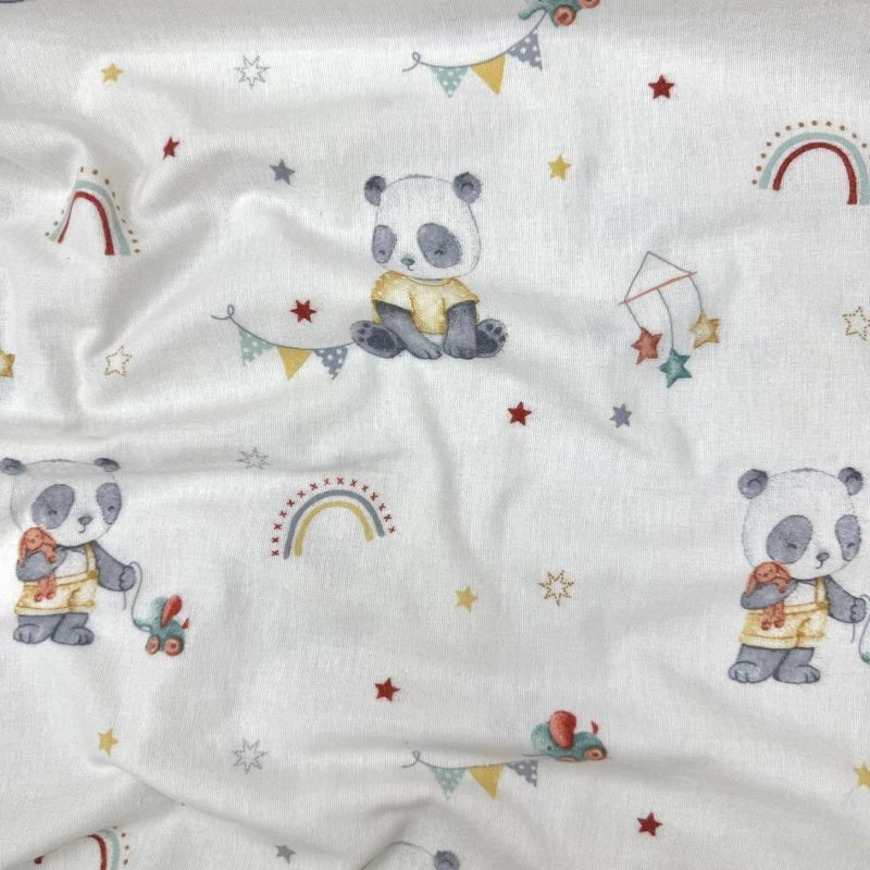 Пеленка Маленькая Соня фланель Панды с игрушками серые 80x100 см
