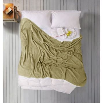 Простирадло махрове Iris Home Green olive оливковий 190х220 см