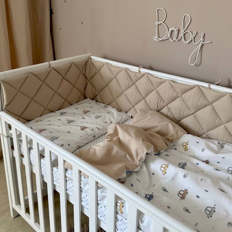 Комплект постельного белья Маленькая Соня Baby Dream New &laquo;Машинки&raquo; голубые для новорожденного