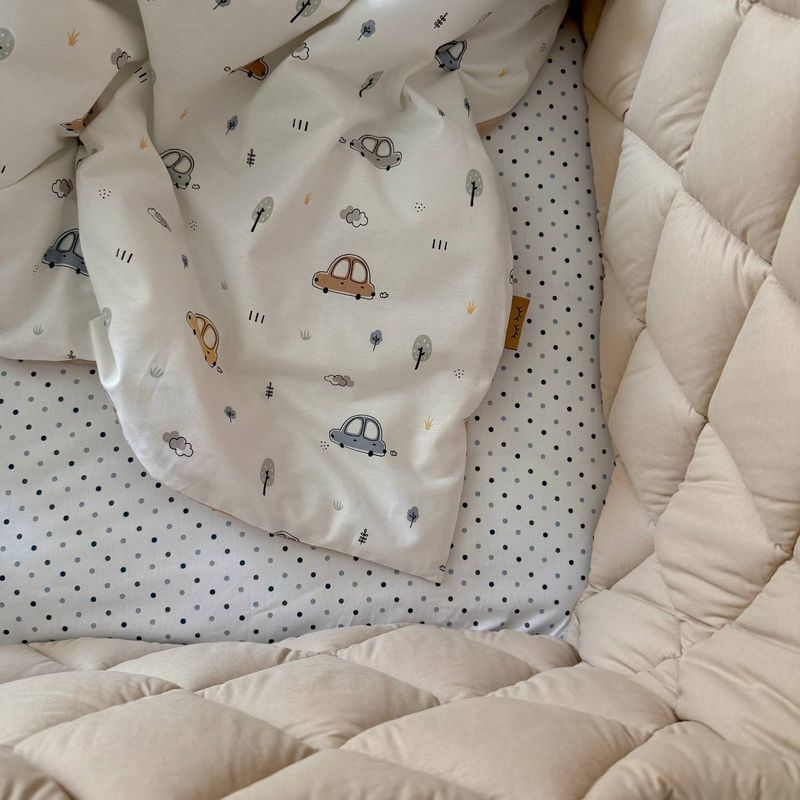 Комплект постельного белья Маленькая Соня Baby Dream New &laquo;Машинки&raquo; голубые для новорожденного
