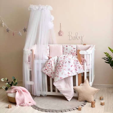 Комплект постільної білизни Маленька Соня Happy night Метелики пудра для новонароджених