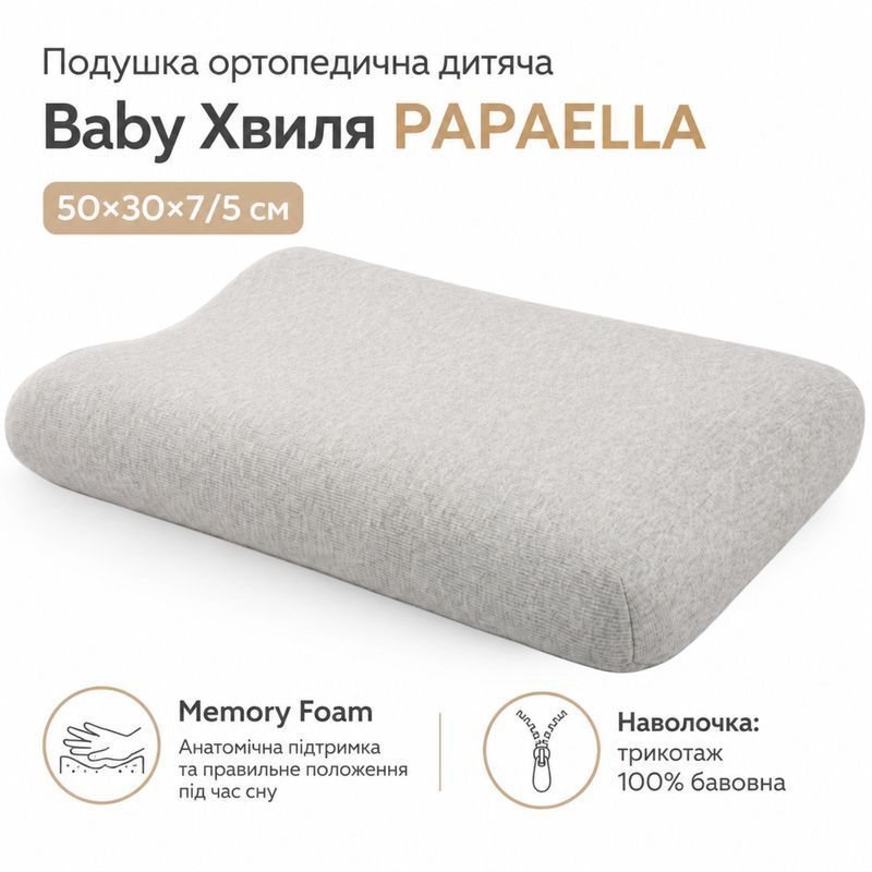 Подушка дитяча ортопедична PAPAELLA Хвиля 50х30х5/7