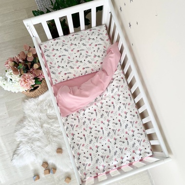 Комплект постельного белья Маленькая Соня фланель Веточки пудра для новорожденных