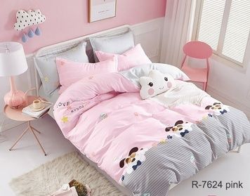Постельное белье TAG ранфорс с компаньоном R7624 pink евро