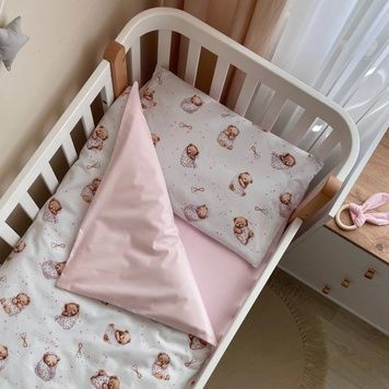 Комплект постільної білизни Маленька Соня Baby Mix Ведмедик у ковдрі на білому для новонародженого