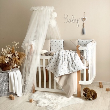 Комплект постільної білизни Маленька Соня Happy night Сердечка бежеві для новонароджених