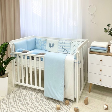 Комплект постільної білизни Маленька Соня Арт Дизайн "Геометрія блакитна" для новонароджених
