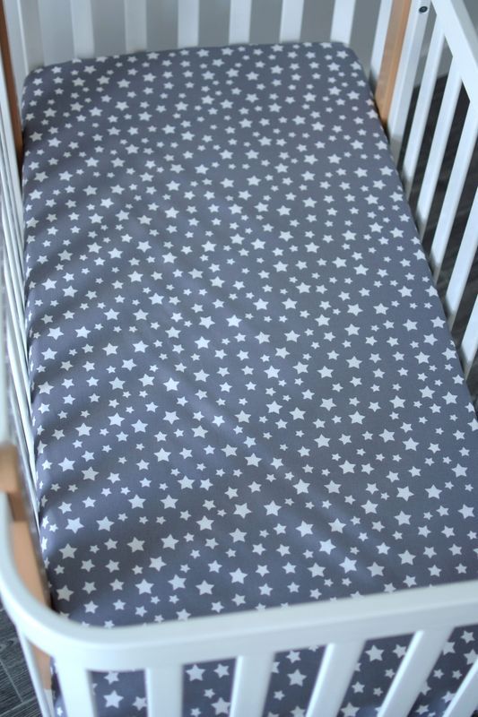 Простынь Baby Veres звездочки белые на сером 60х120 см