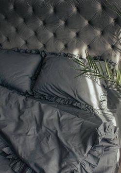 Постельное белье Lusil с рюшами Серый семейный
