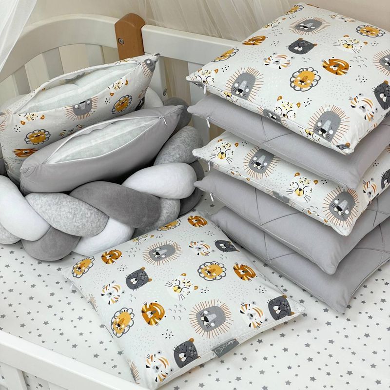 Комплект постельного белья Маленькая Соня Happy night Мордочки усатые серые для новорожденных