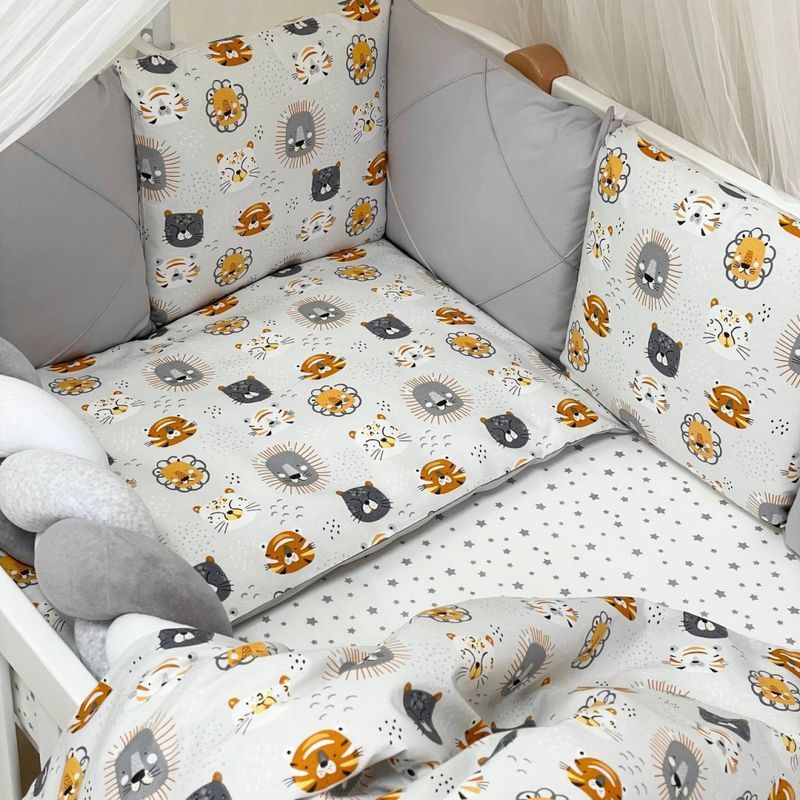 Комплект постельного белья Маленькая Соня Happy night Мордочки усатые серые для новорожденных