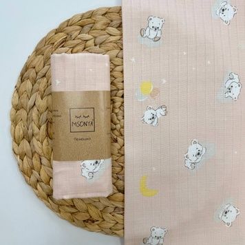 Пелюшка Маленька Соня муслін Teddy Bear пудра 80x100 см