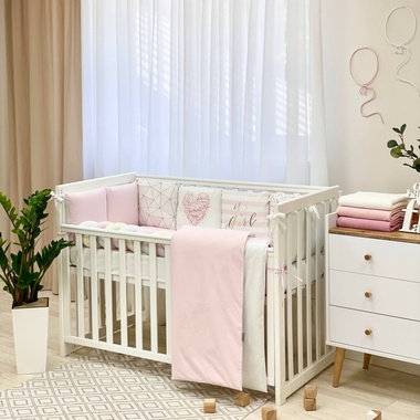 Комплект постільної білизни Маленька Соня Арт Дизайн "Геометрія рожева" для новонароджених