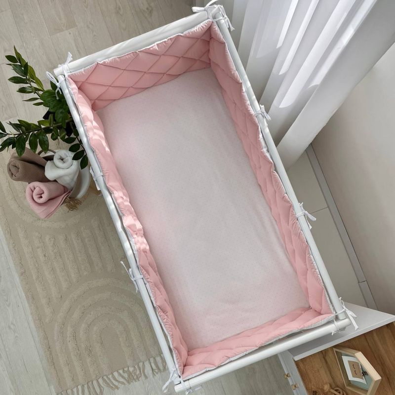Стьобаний бортик Маленька Соня пудра/білий 30x60 см + 30x120 см