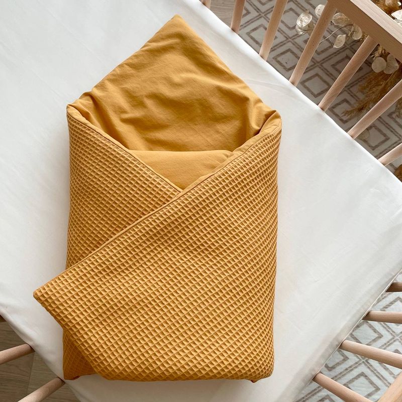 Плед-конверт с одеялом Маленькая Соня вафля+жатка горчица 80х100 см