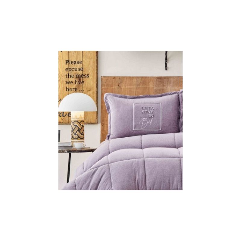 Постельное белье с одеялом Karaca Home Toffee хлопок-полиэстер лиловый полуторный