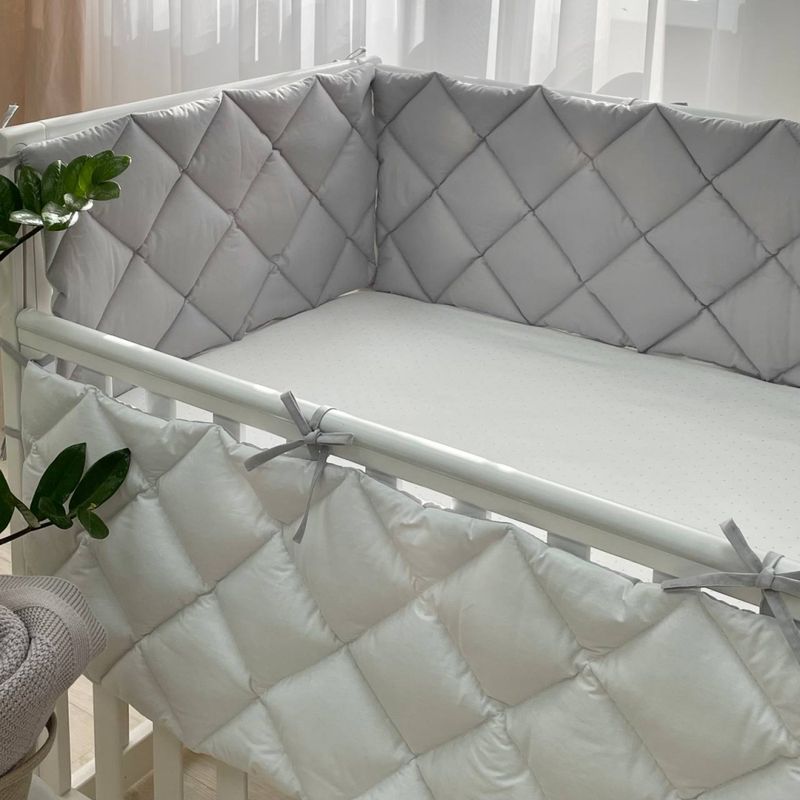 Стьобаний бортик Маленька Соня сірий/білий 30x60 см + 30x120 см
