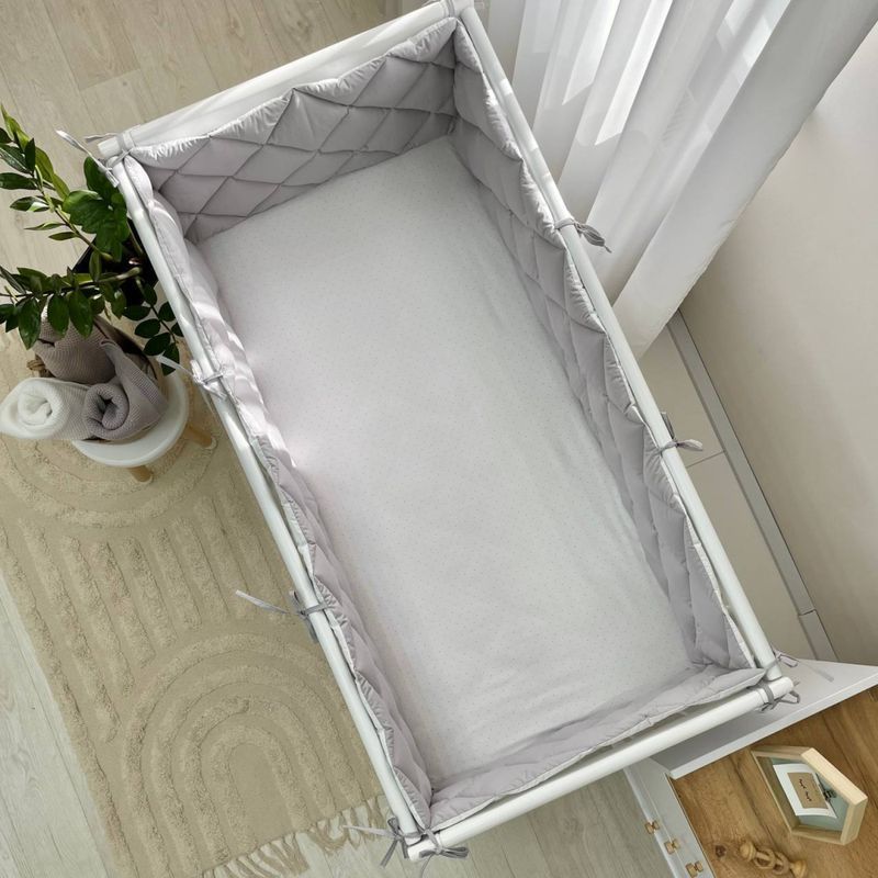 Стьобаний бортик Маленька Соня сірий/білий 30x60 см + 30x120 см