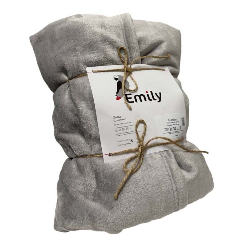Плед велсофт Comfort TM Emily светло-серый 150x200 см