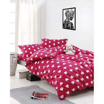 Постельное белье Lotus Home Perfect Ranforce Love красный семейный