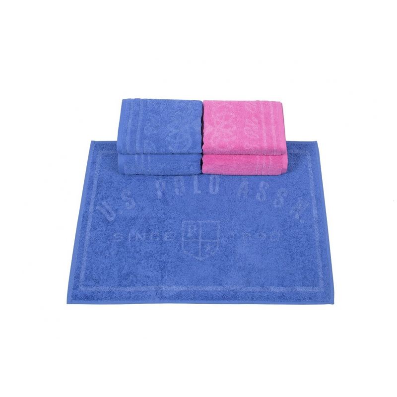 Набор 4 полотенца и коврик U.S.Polo Assn Bradenton розовый/голубой