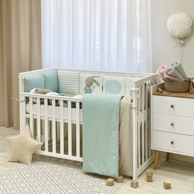 Комплект постільної білизни Маленька Соня Арт Дизайн "Ку-ку" м'ятний для новонароджених